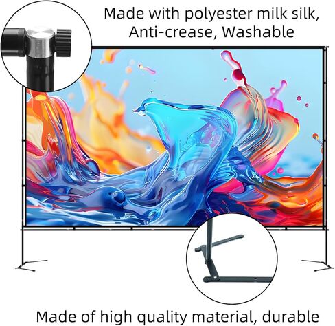 120inch Outdoor Projector Screen with Stand: 16:9 4K HD Portable Projector Screen Outdoor Indoor - Projection Screen for Backyard, Camping, Theater in Saudi Arabia