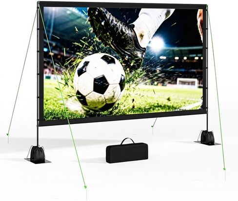 Outdoor Projector Screen with Stand, TWjouko 120inch Portable Movie Screen with Carry Bag, Sandbag,16:9 Washable Cloth Screen for Backyard, Camping, Travel, Home Theater, Indoor Projection Screen in Saudi Arabia