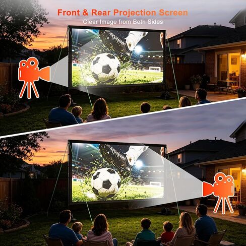 Outdoor Projector Screen with Stand, TWjouko 120inch Portable Movie Screen with Carry Bag, Sandbag,16:9 Washable Cloth Screen for Backyard, Camping, Travel, Home Theater, Indoor Projection Screen in Saudi Arabia