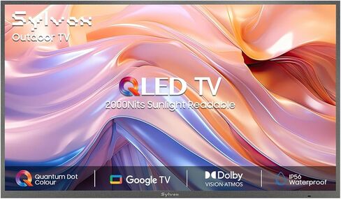 تلفزيون SYLVOX خارجي، تلفزيون QLED ذكي 55 بوصة، تلفزيونات خارجية مقاومة للطقس تدعم مساعد Google، 4K UHD، زاوية عرض واسعة، IP56 مقاوم للماء، تلفزيون QLED جزئي 1000 شمعة في المتر المربع (موديل 2026) in Kuwait