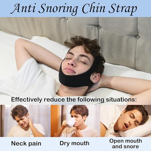 Anti Snoring Chin Strap, Chin Strap for Sleeping, Premium Airflow Jaw Strap, Stop Snoring Chin Strap, Snoring Solution for Men and Women, Breathable Chin Strap, Snoring Chin Strap (Blue~) in Saudi Arabia