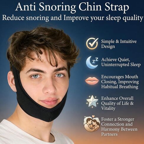 Anti Snoring Chin Strap, Chin Strap for Sleeping, Premium Airflow Jaw Strap, Stop Snoring Chin Strap, Snoring Solution for Men and Women, Breathable Chin Strap, Snoring Chin Strap (Blue~) in Saudi Arabia