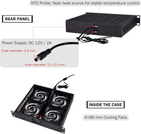 GeeekPi 10inch 1U Rack Mount Fan Unit with 4 Fans for DeskPi RackMate T1/T0/T2/T0 Plus/T1 Plus/TL1/10 inch Mini Server Rack in Saudi Arabia
