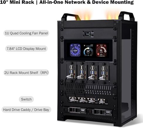 GeeekPi 10inch 1U Rack Mount Fan Unit with 4 Fans for DeskPi RackMate T1/T0/T2/T0 Plus/T1 Plus/TL1/10 inch Mini Server Rack in Saudi Arabia
