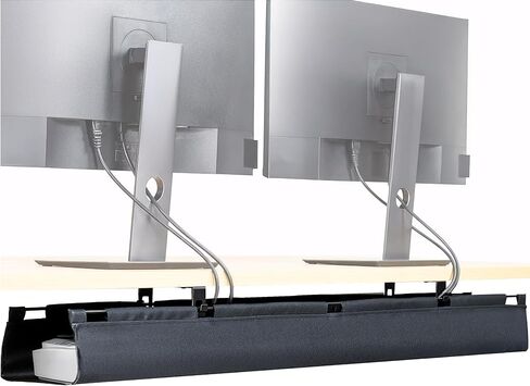 VIVO Screw-on Under Desk 47 inch Fabric Cable Management Tray, Wire Concealer, Power Strip Storage, Workspace Organization, Easy Fold Down Access, Black, DESK-AC47F-S in Saudi Arabia