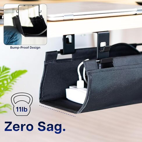 VIVO Screw-on Under Desk 47 inch Fabric Cable Management Tray, Wire Concealer, Power Strip Storage, Workspace Organization, Easy Fold Down Access, Black, DESK-AC47F-S in Saudi Arabia