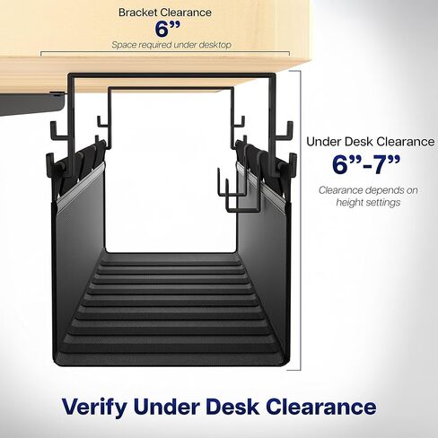 VIVO Screw-on Under Desk 47 inch Fabric Cable Management Tray, Wire Concealer, Power Strip Storage, Workspace Organization, Easy Fold Down Access, Black, DESK-AC47F-S in Saudi Arabia
