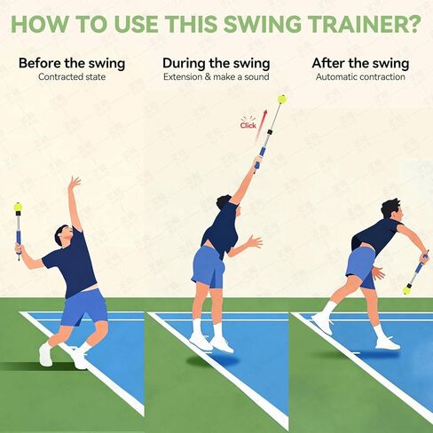 Tennis Swing & Serve Trainer, Retractable Click Feedback Training Tool, Improve Rhythm and Fluidity of Serve, Forehand, Backhand, Smash, Slice, Warm Up Stick for Indoor & Outdoor Practice in Saudi Arabia