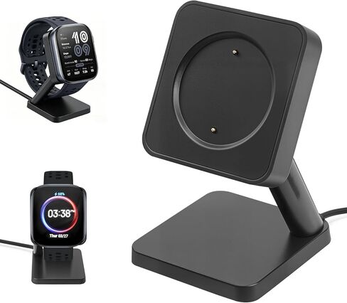 حامل شحن مغناطيسي متوافق مع ساعة Amazfit GTR 3 / GTR 3 Pro/GTR 4، GTS 3 / GTS 4، Active 2، Bip 6 الذكية، قاعدة شاحن سطح المكتب مع كابل USB A بطول 3.3 قدم، قاعدة مضادة للانزلاق in Kuwait