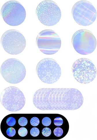 UCEC 300 PCS Badge Protective Film, Holographic Badge Films for 2.25 Inch 58mm Button Maker Machine, Transparent Holographic 2.25 inch Badges Film 58mm Badge Film, Glitter Pin Button Films (10 Styles) in Saudi Arabia