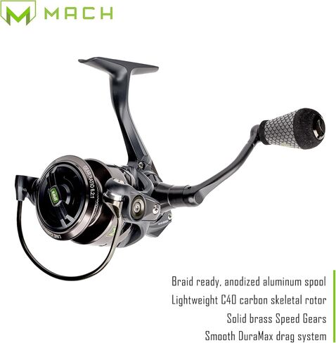 Lew's MACH 2 Spinning Reel and Fishing Rod Combo, IM8 Graphite Blank Fishing Rod, Right or Left-Hand Retrieve, Winn Dri-Tac Ultra Handle, Black/Green in Saudi Arabia