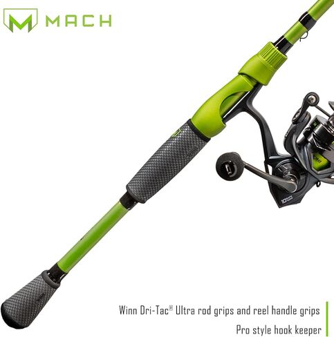Lew's MACH 2 Spinning Reel and Fishing Rod Combo, IM8 Graphite Blank Fishing Rod, Right or Left-Hand Retrieve, Winn Dri-Tac Ultra Handle, Black/Green in Saudi Arabia
