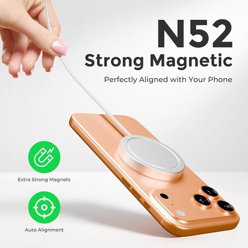 شاحن لاسلكي مغناطيسي 25 وات: قاعدة شحن سريعة Qi2.2 Qi2 لأجهزة iPhone 17 16 15 14 13 12 Pro Max، وSamsung Galaxy S26 S25، وGoogle Pixel 10، وAirPods-Slim المحمولة للمكتب بجانب السرير والسفر - أبيض، عبوتان in Kuwait