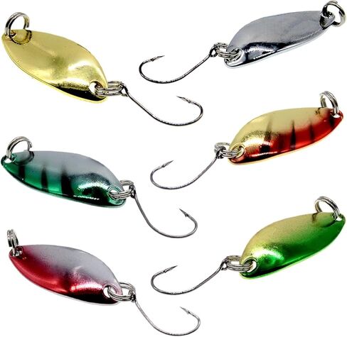 Trout Lures with Single Hook, 1.2in-1/9oz Colorful Fishing Spoons and Spinners for Salmon, Bass Fishing in Saudi Arabia