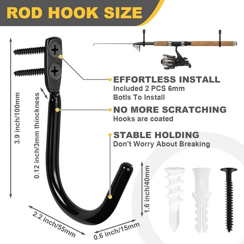 Fishing Rod Holder for Garage, Fishing Rod Holder, Wall Mount Fishing Pole Holders, Rod Holder with Soft Protective Pad, Garage Organization (30) in Saudi Arabia
