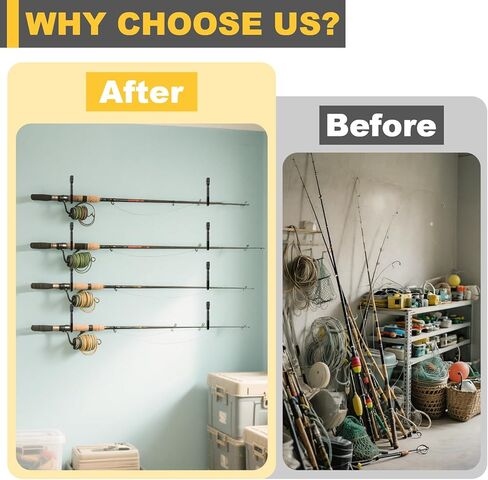 Fishing Rod Holder for Garage, Fishing Rod Holder, Wall Mount Fishing Pole Holders, Rod Holder with Soft Protective Pad, Garage Organization (30) in Saudi Arabia
