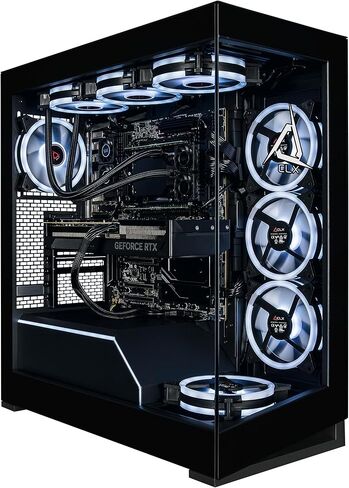 محطة عمل CLX Horus Creator - AMD Ryzen Threadripper 9980X 3.2 جيجا هرتز، GeForce RTX 5090، 4 تيرابايت NVMe M.2 SSD، ذاكرة DDR5 ECC سعة 256 جيجابايت، 360 مم AIO، WiFi، Windows 11 Pro، أسود، مسرع بالذكاء الاصطناعي in Kuwait