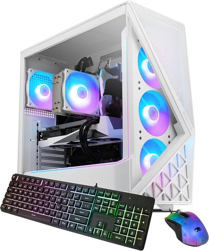 كمبيوتر سطح المكتب iBUYPOWER Slate Gaming PC AMD Ryzen 7 9700F CPU، AMD Radeon RX 9060 8GB GPU، 16GB DDR5 RGB 5200MHz RAM، 1TB NVMe SSD، Windows 11 Home، لوحة مفاتيح وماوس للاعبين - SBA7R9601 in Saudi Arabia