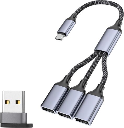 USB C to USB OTG cable adapter, C-type male to 3 USBA female splitters, with fast charging and data transfer OTG function, Thunderbolt 3 multi port hub, suitable for laptops MacBook、Phone 17 16 15、Pad in Saudi Arabia