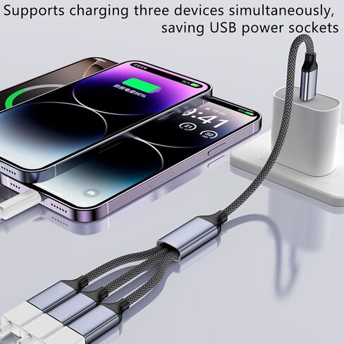 USB C to USB OTG cable adapter, C-type male to 3 USBA female splitters, with fast charging and data transfer OTG function, Thunderbolt 3 multi port hub, suitable for laptops MacBook、Phone 17 16 15、Pad in Saudi Arabia