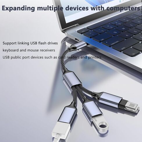 USB C to USB OTG cable adapter, C-type male to 3 USBA female splitters, with fast charging and data transfer OTG function, Thunderbolt 3 multi port hub, suitable for laptops MacBook、Phone 17 16 15、Pad in Saudi Arabia