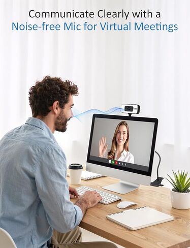 Webcam for PC, 4K Streaming Camera with Light, Web Camera for Desktop/Laptop Computer Webcam with Microphone, Plug and Play USB Web Cam with Bracket, for Live Streaming, Video Calls, and Meetings in Saudi Arabia