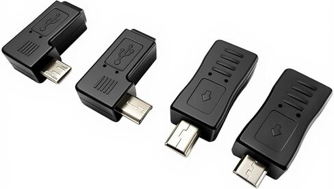 8 حزمة USB صغير 5Pin ذكر/أنثى إلى مايكرو USB ذكر/أنثى تمديد موصل محول 90 درجة اليسار واليمين بزاوية مزامنة البيانات محول الطاقة in Kuwait