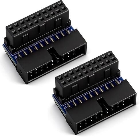 2 Pcs Down Right Angle USB 3.0 90 Degree Adapter, USB 3.0 Motherboard Adapter Motherboard 19pin/20pin Female to Male Power Adapters for Desktop Motherboards Internal Header Adapters in Saudi Arabia