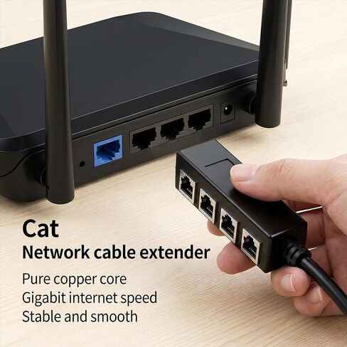 RJ45 Splitter Cable RJ45 1 Male to 4 x Female LAN Splitter Adapter Cable Suitable Super Cat5, Cat5e, Cat6, Cat7 LAN Ethernet Socket Connector Adaptere One Internet in Saudi Arabia