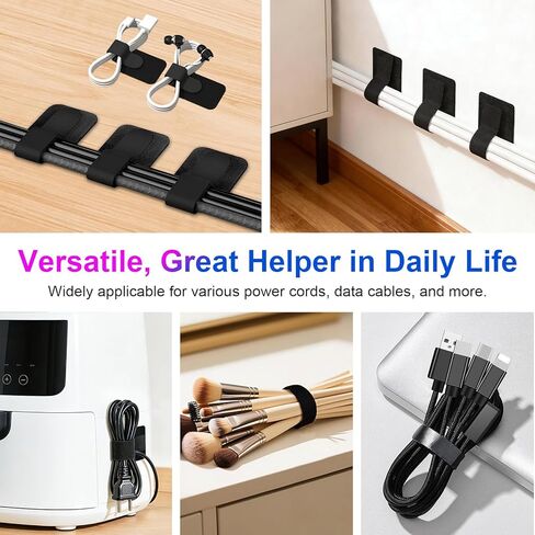 40 Set Cable Management Under Desk, Hook and Loop Cable Ties, Adhesive Strips for Cord Management Hider, Cord Organizer Clips, Computer Accessories for Desk Organization, Home Office Essentials in Saudi Arabia