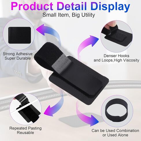 40 Set Cable Management Under Desk, Hook and Loop Cable Ties, Adhesive Strips for Cord Management Hider, Cord Organizer Clips, Computer Accessories for Desk Organization, Home Office Essentials in Saudi Arabia