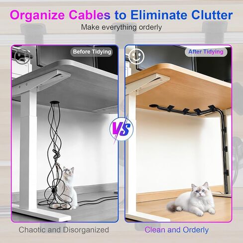 40 Set Cable Management Under Desk, Hook and Loop Cable Ties, Adhesive Strips for Cord Management Hider, Cord Organizer Clips, Computer Accessories for Desk Organization, Home Office Essentials in Saudi Arabia