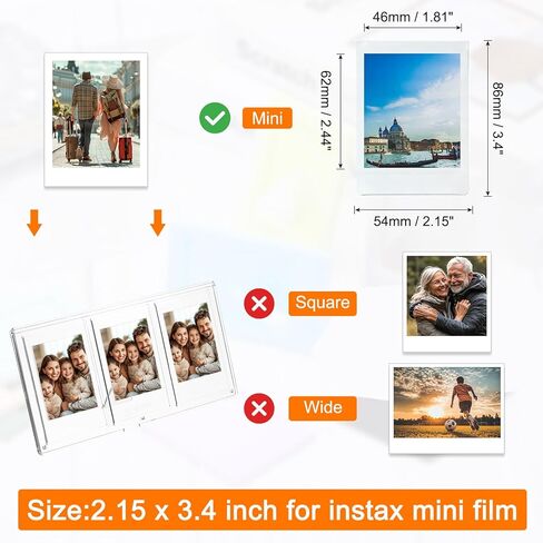 uxcell Mini Collage Picture Frame, 3 in 1 Mini Photo Frame 2.1 x 3.4 Inch 3 Grids Clear Mini Photo Vertical Frame for 3 Inch Photos Desktop Tabletop Display, Transparent in Saudi Arabia