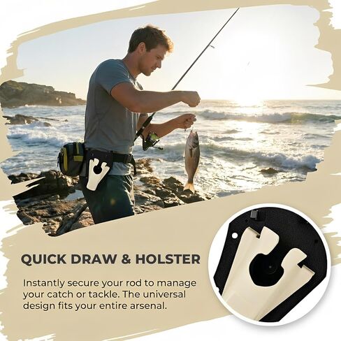 Fishing Rod Holster for Belt – Hands-Free Rod Holder for Fly Fishing, Shore Fishing & Bank Fishing, Universal Fishing Belt Clip, Quick Release Design in Saudi Arabia
