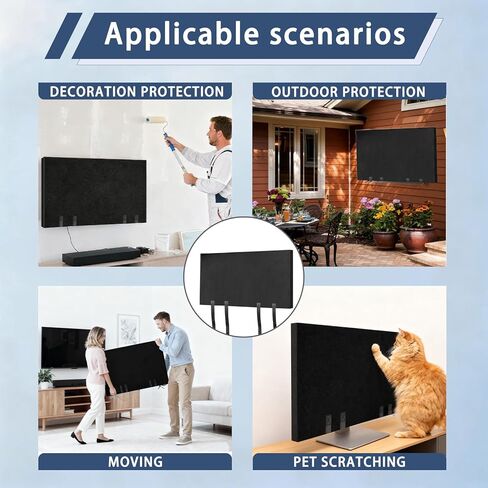 TV Moving Box 65 Inch, TV Cover for Moving, Anti-Scratch Felt TV Screen Protector Cover with Bottom Strap, Perfect for Home Renovation Pet Scratch Or Other Furniture in Saudi Arabia