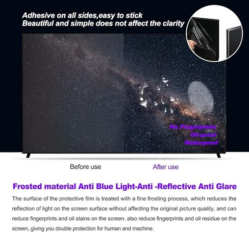 Anti Glare TV Screen Protector for 32-75 Inch, Indoor & Outdoor TV Anti Blue Light Screen Frosted Film Anti-Reflection Rate Up to 90%, 65" 1429804 in Saudi Arabia