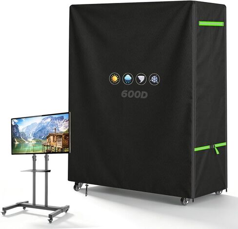 ZUYIYY Outdoor TV Cover for 60-65 Inch Screen, 600D Heavy Duty Waterproof Rolling TV Stand Cover for Mobile TV Cart on Wheels, Weatherproof Patio TV Protector with Zipper & Buckles, 59"Lx15"Wx55"H in Saudi Arabia