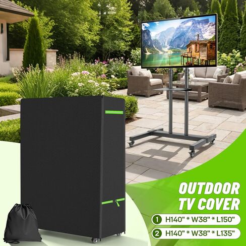 ZUYIYY Outdoor TV Cover for 60-65 Inch Screen, 600D Heavy Duty Waterproof Rolling TV Stand Cover for Mobile TV Cart on Wheels, Weatherproof Patio TV Protector with Zipper & Buckles, 59"Lx15"Wx55"H in Saudi Arabia