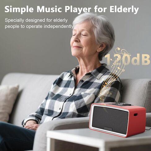 Simple MP3 Player with Large Buttons & Easy Operation, Music Player Ideal for Elderly, The Hearing Impaired, Dementia/Alzheimer's Patients, Audio Player with 32GB TF Card (Red) in Saudi Arabia