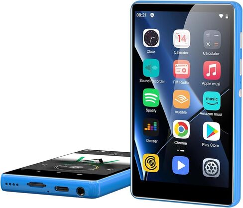 مشغل MP3 مع بلوتوث وواي فاي، مشغل MP3 SWOFY بسعة 80 جيجابايت مع Spotify، Spotify Kids، Audible، Pandora، Amazon Music، مشغل موسيقى 4 بوصة MP4 حتى 521 جيجابايت أزرق in Kuwait