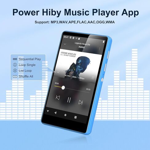 مشغل MP3 مع بلوتوث وواي فاي، مشغل MP3 SWOFY بسعة 80 جيجابايت مع Spotify، Spotify Kids، Audible، Pandora، Amazon Music، مشغل موسيقى 4 بوصة MP4 حتى 521 جيجابايت أزرق in Kuwait