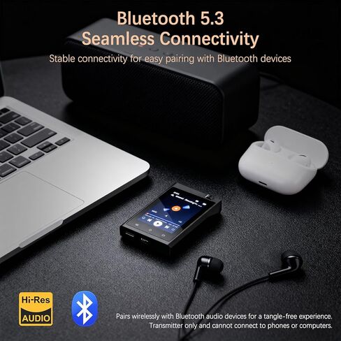 مشغل MP3 سعة 64 جيجابايت مع بلوتوث 5.3، مشغل MP3 بلوتوث مع شاشة لمس 2.8 بوصة، مشغل موسيقى رقمي مع مسجل صوت HiFi، ومقابس سماعة رأس مزدوجة، يدعم ما يصل إلى 128 جيجابايت للعدائين الرياضيين in Kuwait