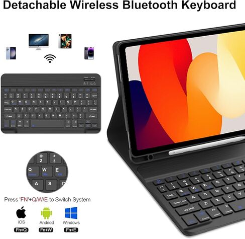 بالنسبة إلى Xiaomi Redmi Pad SE 11 بوصة 2023 مع لوحة المفاتيح ، إضاءة 7Color الخلفية ، لوحة تتبع متعددة اللمس ، حالة لوحة مفاتيح بلوتوث اللاسلكية القابلة للفصل مع حامل القلم ، الضوء والضوء ، القابل للشحن ، الأسود in Saudi Arabia