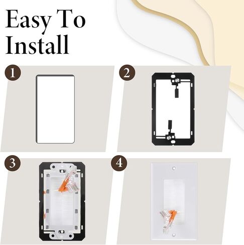 10 Pack Brush Wall Plate with Low Voltage Mounting Bracket, Cable Pass Through Insert Single Gang Wall Cover, Single Gang Cable Access Strap, Cord Hider for TV Home Theater System - White in Saudi Arabia