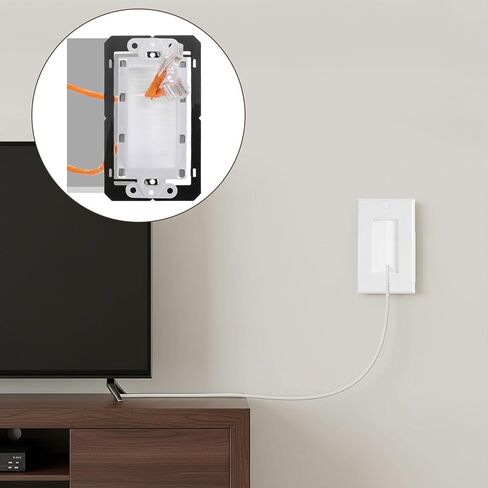 10 Pack Brush Wall Plate with Low Voltage Mounting Bracket, Cable Pass Through Insert Single Gang Wall Cover, Single Gang Cable Access Strap, Cord Hider for TV Home Theater System - White in Saudi Arabia