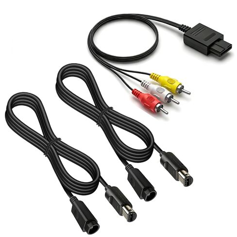 قطعتان من كابل تمديد وحدة التحكم بطول 6 أقدام وكابل الصوت والفيديو RCA AV لألعاب جيم كيوب، وسلك تمديد وحدة التحكم وحزمة كابل AV المتوافقة مع ملحقات وحدة تحكم جيم كيوب in Saudi Arabia