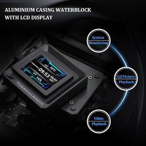 مبرد مياه TR Thermalright FW SE 120 ARGB Black AIO، مبرد وحدة المعالجة المركزية السائل، شاشة LCD 2 بوصة - دقة 320x240، سرعة عالية 2000 دورة في الدقيقة، متوافق مع AMD/AM4/AM5 وIntel lga1150/1151/1200/1700/1851 in Kuwait