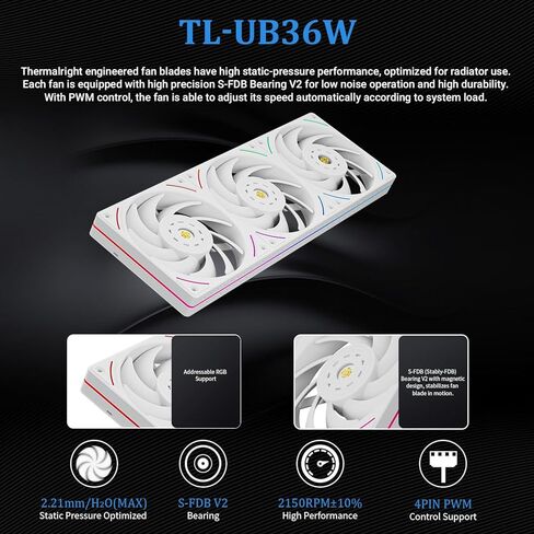 Thermalrlght Peerless Vision 360 UB ARGB White CPU Aio Cooler,PC 360 Specification Water Cooler System with Inline PC Fans,3.95’’IPS LCD Screen with 480x480 Resolution,for AM4/AM5;Intel 1700/1851 in Saudi Arabia