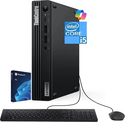 لينوفو ثينك سنتر تايني M70q G5 انتل ديكا كور i5-14400T (بيتس i7-13700T)، 16 جيجا DDR5، 512 جيجا NVMe، DisplayPort، HDMI، WiFi 6، RJ-45، لوحة مفاتيح وماوس سلكي، ويندوز 11 برو، 3 سنوات Wty، سطح مكتب للأعمال - أسود in Saudi Arabia