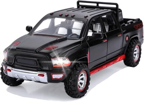 SASBSC RAM 1500 Toy Trucks for Boys Age 3-8 Pickup Truck Toys for 3 4 5 6 7 8 Year Old Kids Diecast Trucks with Light and Sound Metal Toy Cars for Kids Birthday (Black) in Saudi Arabia